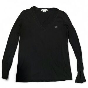 Lacoste Women's Black V-Neck Shirt Size 38